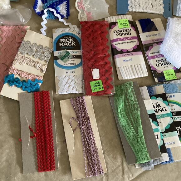 Sewing Trims Lot Lace Rick Rack Assorted Vintage Ribbon Yardage mixed huge lot - Picture 3 of 14